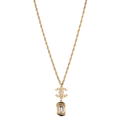 Chanel Pearl Crystal CC Pendant Necklace Gold 1 of 4