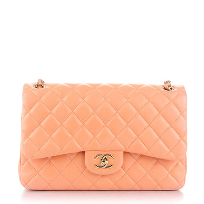 Chanel Lambskin Quilted Jumbo Double Flap Light Orange 1 of 9