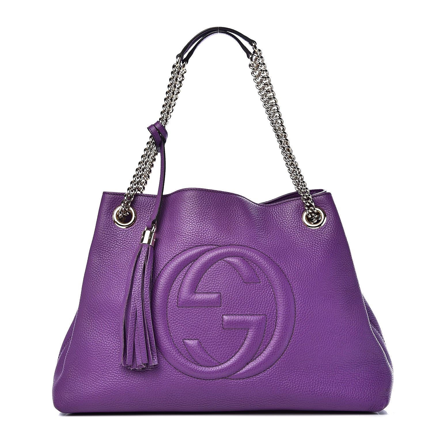 Gucci Pebbled Calfskin Medium Soho Chain Shoulder Bag Shine Purple 1 of 10