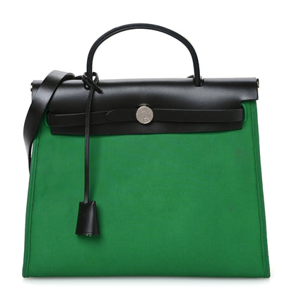 Hermes Vache Hunter Toile Herbag Zip 31 PM Bambou Kaki 1 of 11