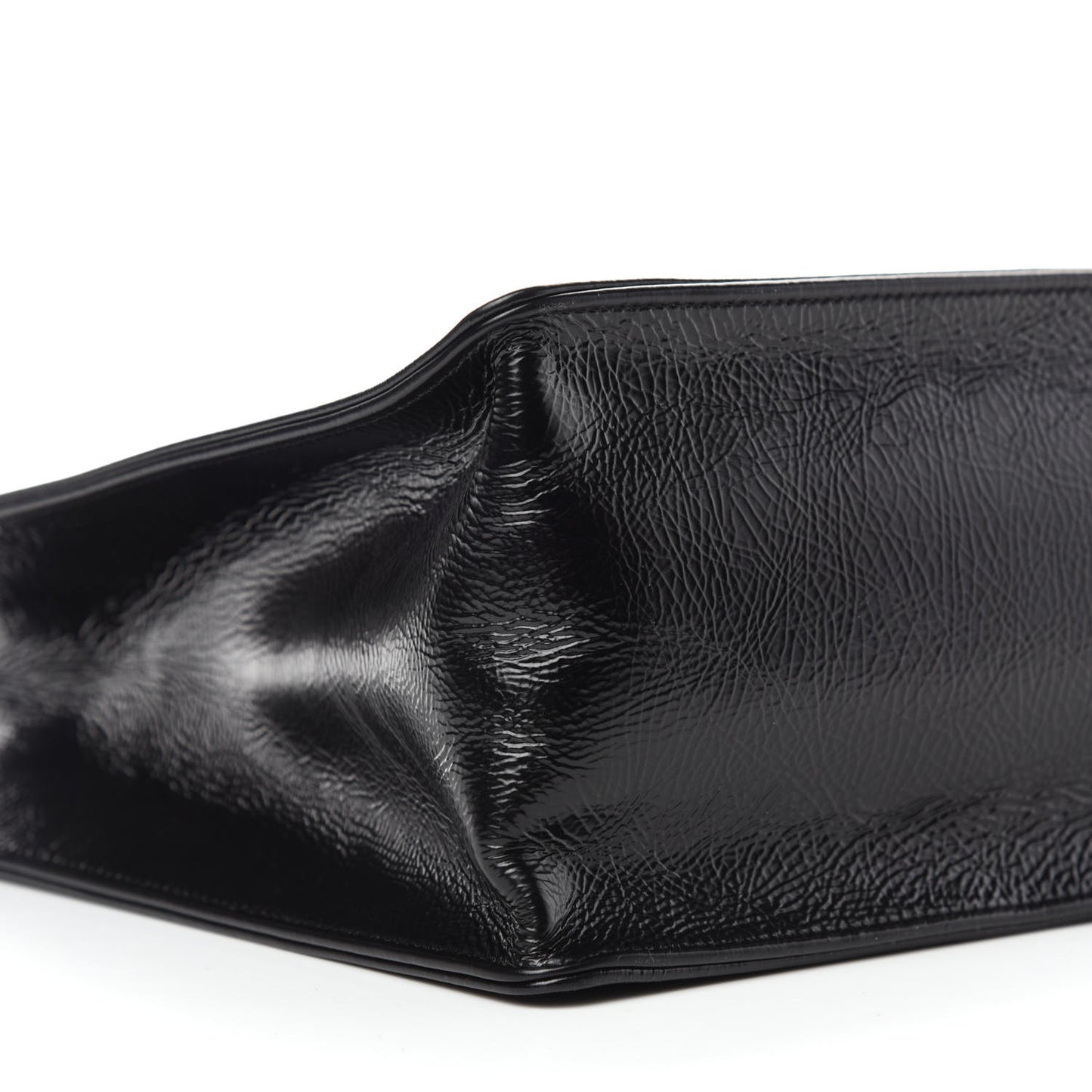 Shiny Aged Calfskin Shopping Bag Black