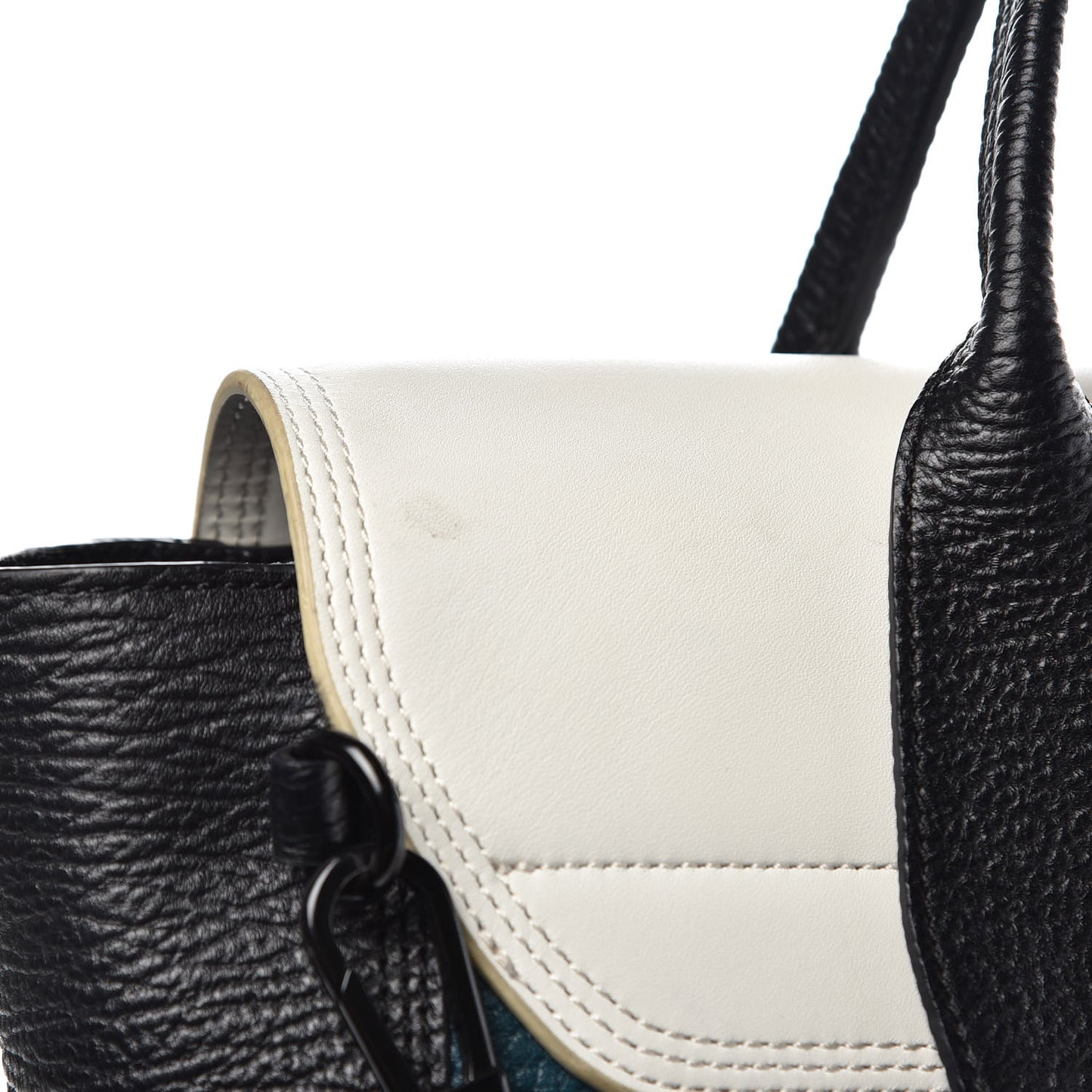 3.1 Textured Calfskin Colorblock Large Pashli Satchel Dark Teal