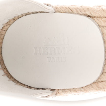 Hermes Calfskin Tipoli Espadrille Wedges 37 White 7 of 13