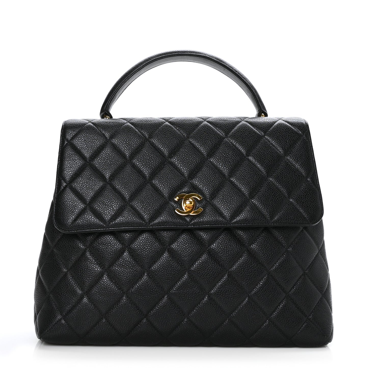 Caviar Quilted Jumbo Kelly Flap Black