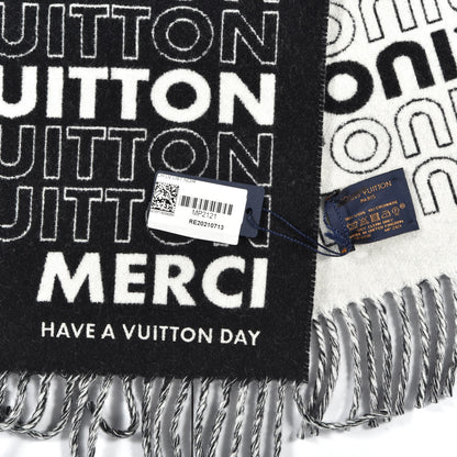 Louis Vuitton Wool Cashmere LV List City Scarf Black 3 of 3