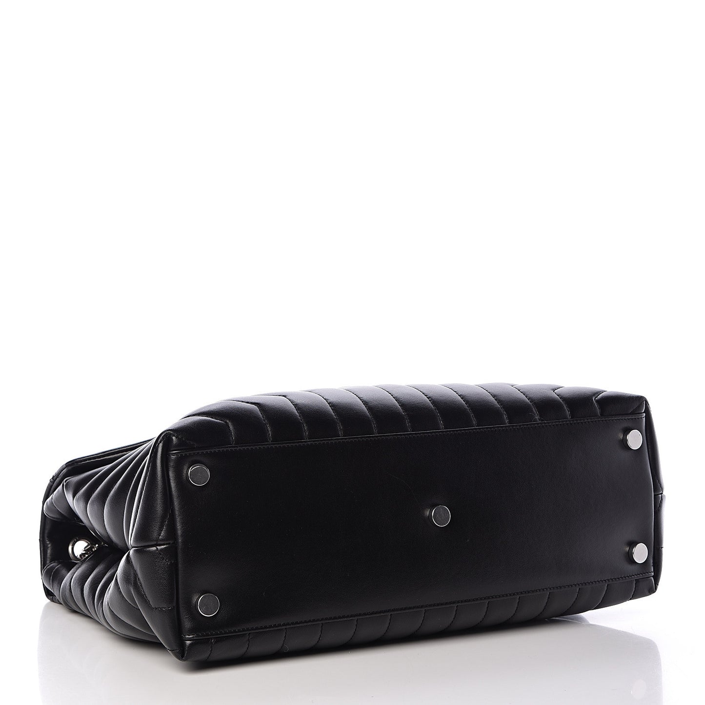 Calfskin Y Quilted Monogram Large Loulou Chain Satchel Black