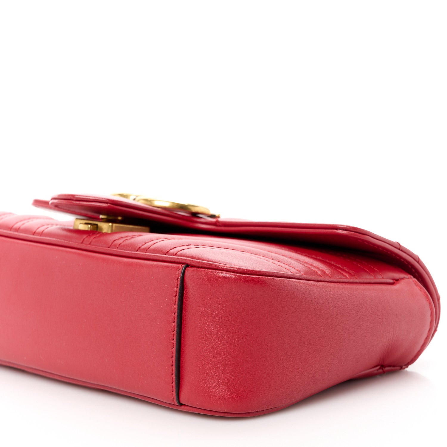 Gucci Calfskin Matelasse Mini GG Marmont Shoulder Bag Hibiscus Red 11 of 11