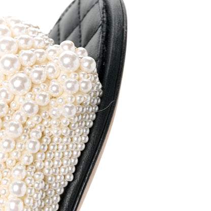 Chanel Fantasy Calfskin Pearl Cord CC Mules 38 Ivory Black 9 of 11