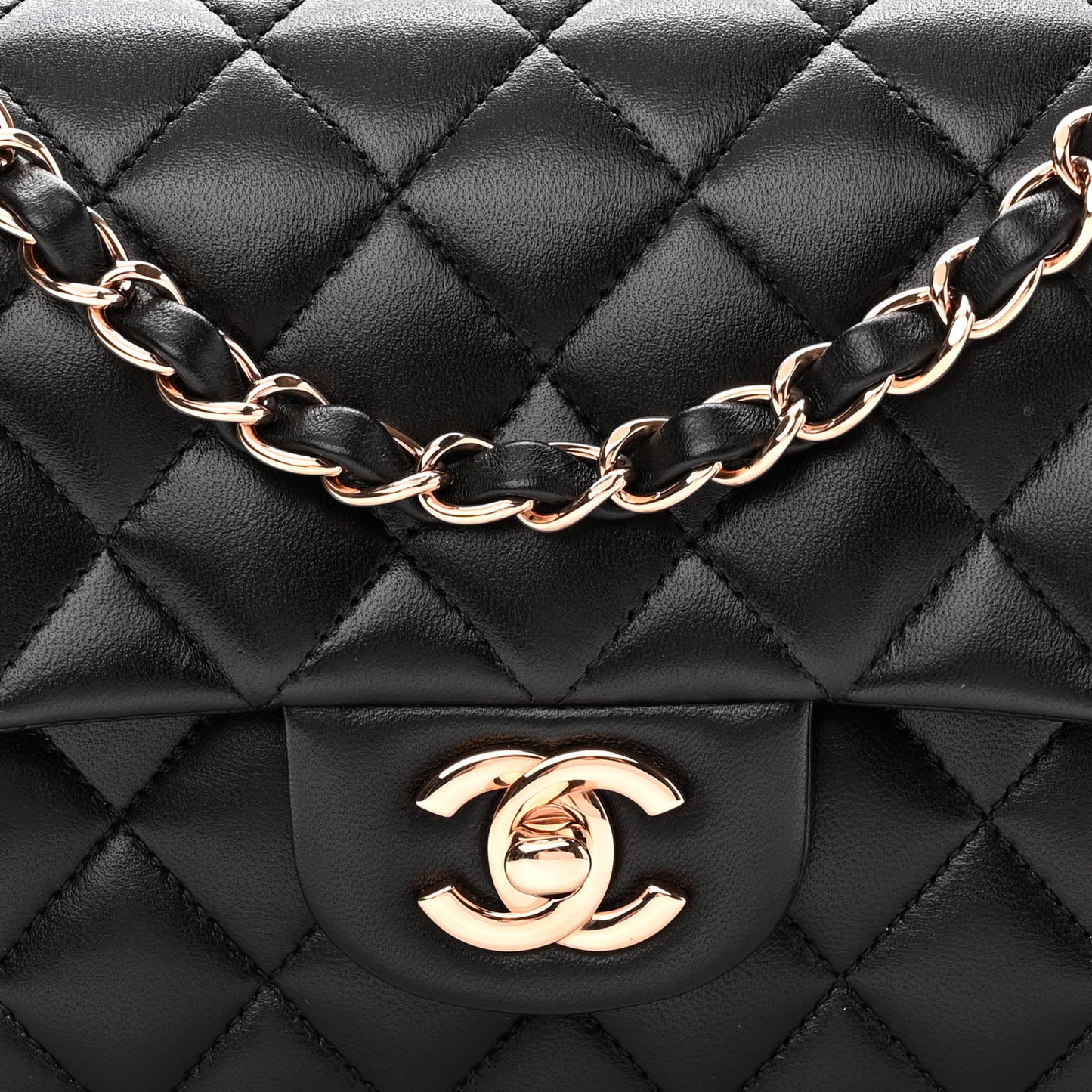 Lambskin Quilted Small Double Flap Black