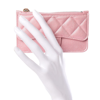 Chanel Iridescent Caviar Quilted Flap Zip Card Holder Pink 2 of 8