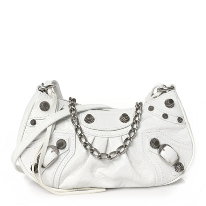 Balenciaga Agneau Arena Le Cagole Mini Purse With Chain Optic White 1 of 7