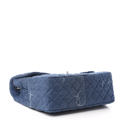 Chanel Denim Quilted CC Print Jumbo Single Flap Blue 4 of 9