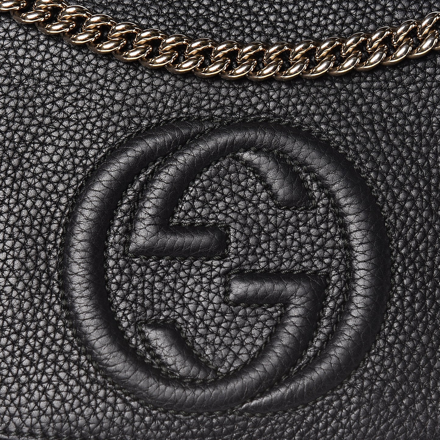 Pebbled Calfskin Medium Soho Flap Crossbody Black