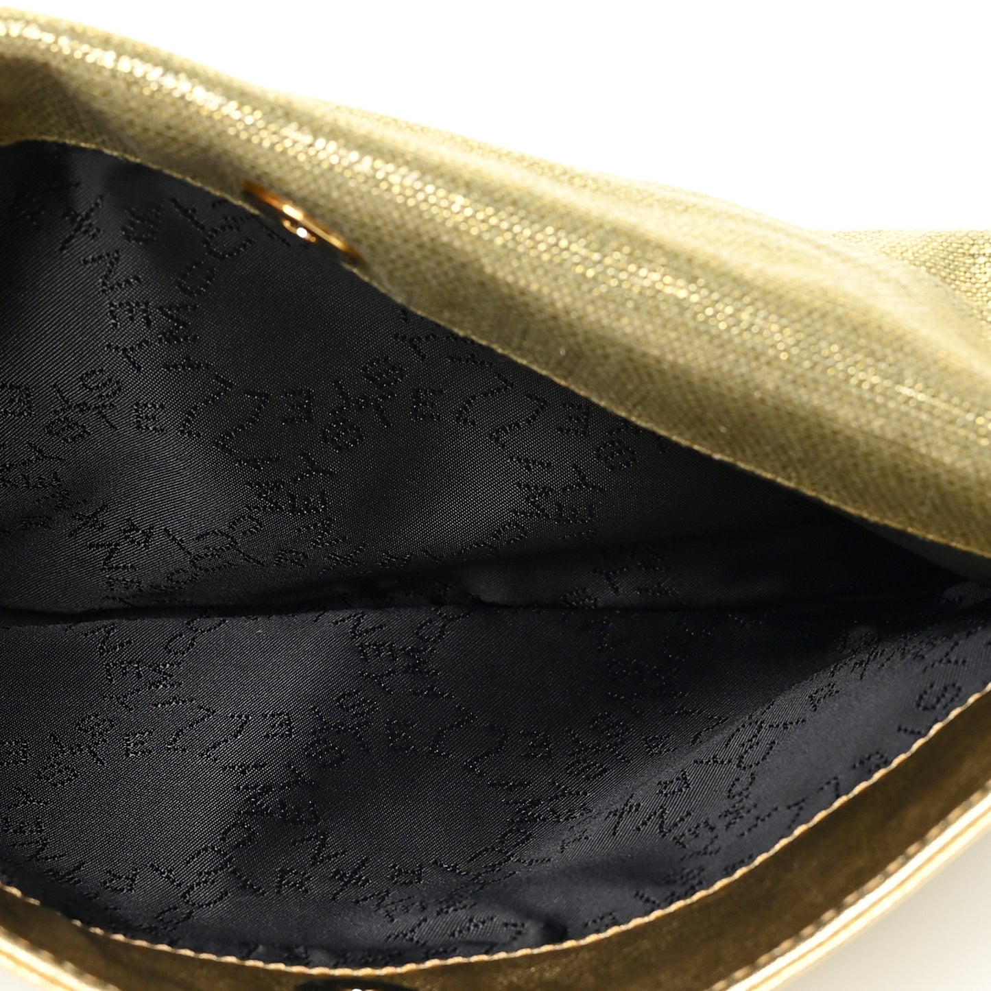Metallic Linen Falabella Fold Over Clutch Camouflage
