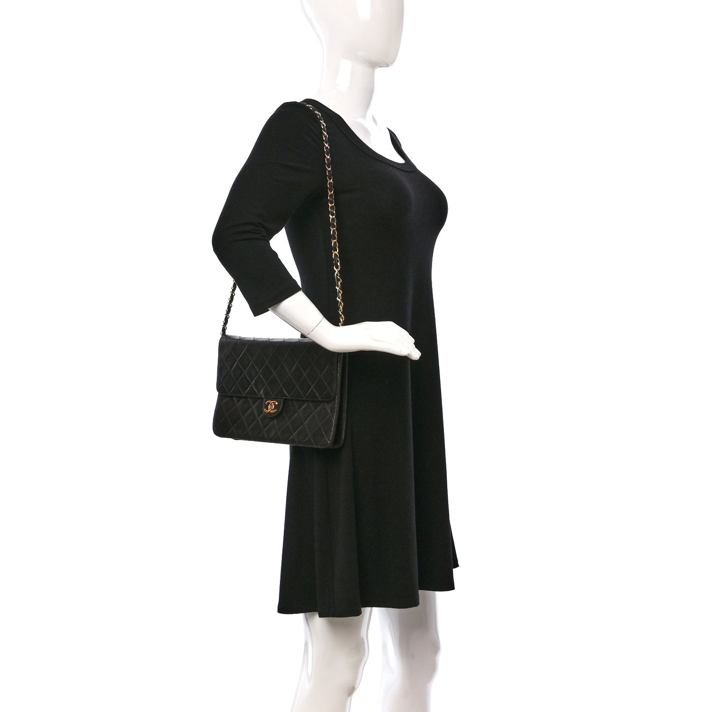 Lambskin Quilted Medium Single Flap Black