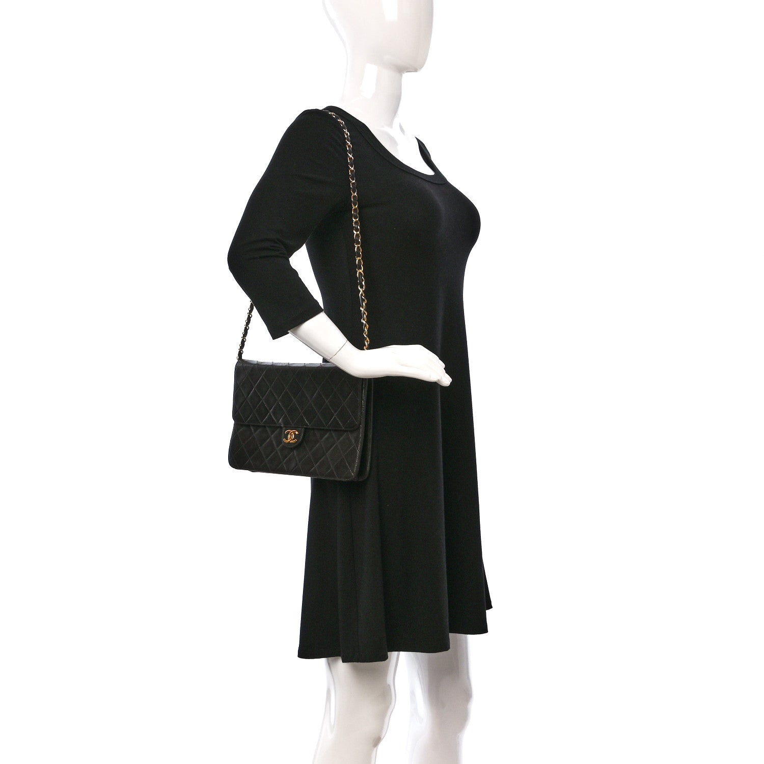 Chanel Lambskin Quilted Medium Single Flap Black 3 of 11