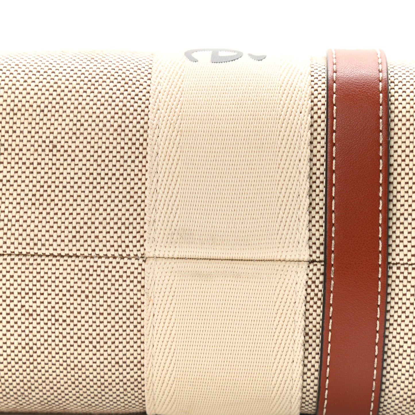 Cotton Calfskin Medium Woody Ribbon Tote White Brown