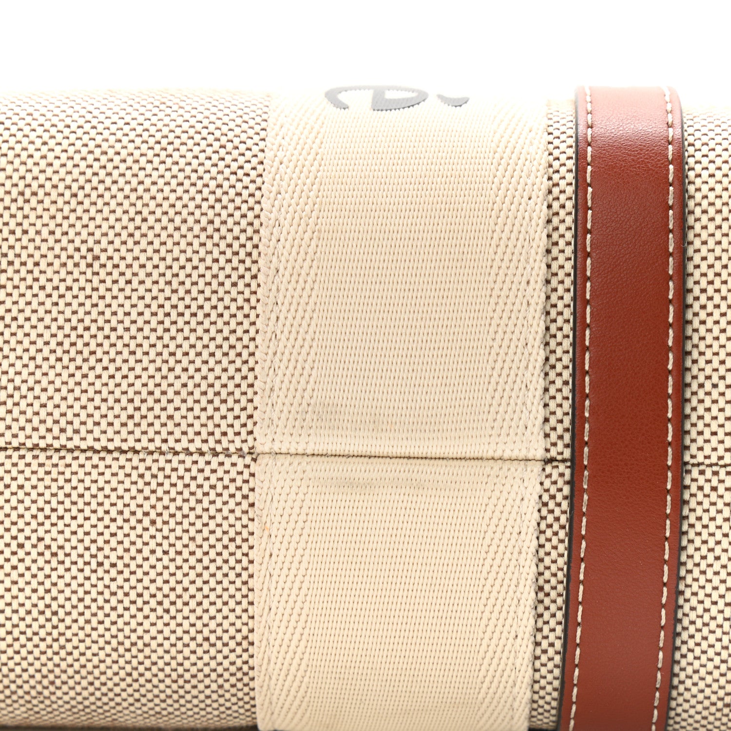 Chloe Cotton Calfskin Medium Woody Ribbon Tote White Brown 10 of 11