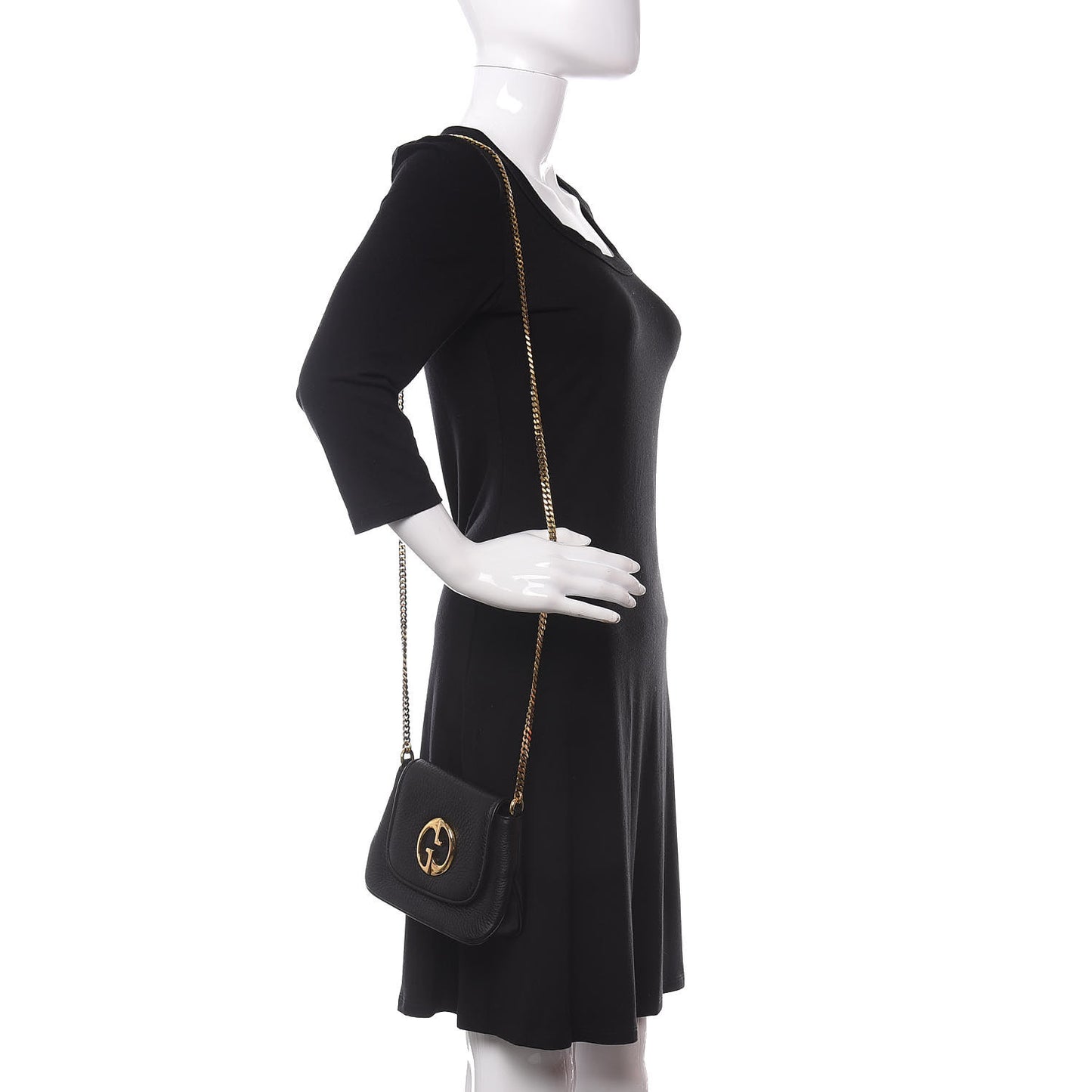 Pebbled Calfskin Small 1973 Chain Shoulder Bag Black