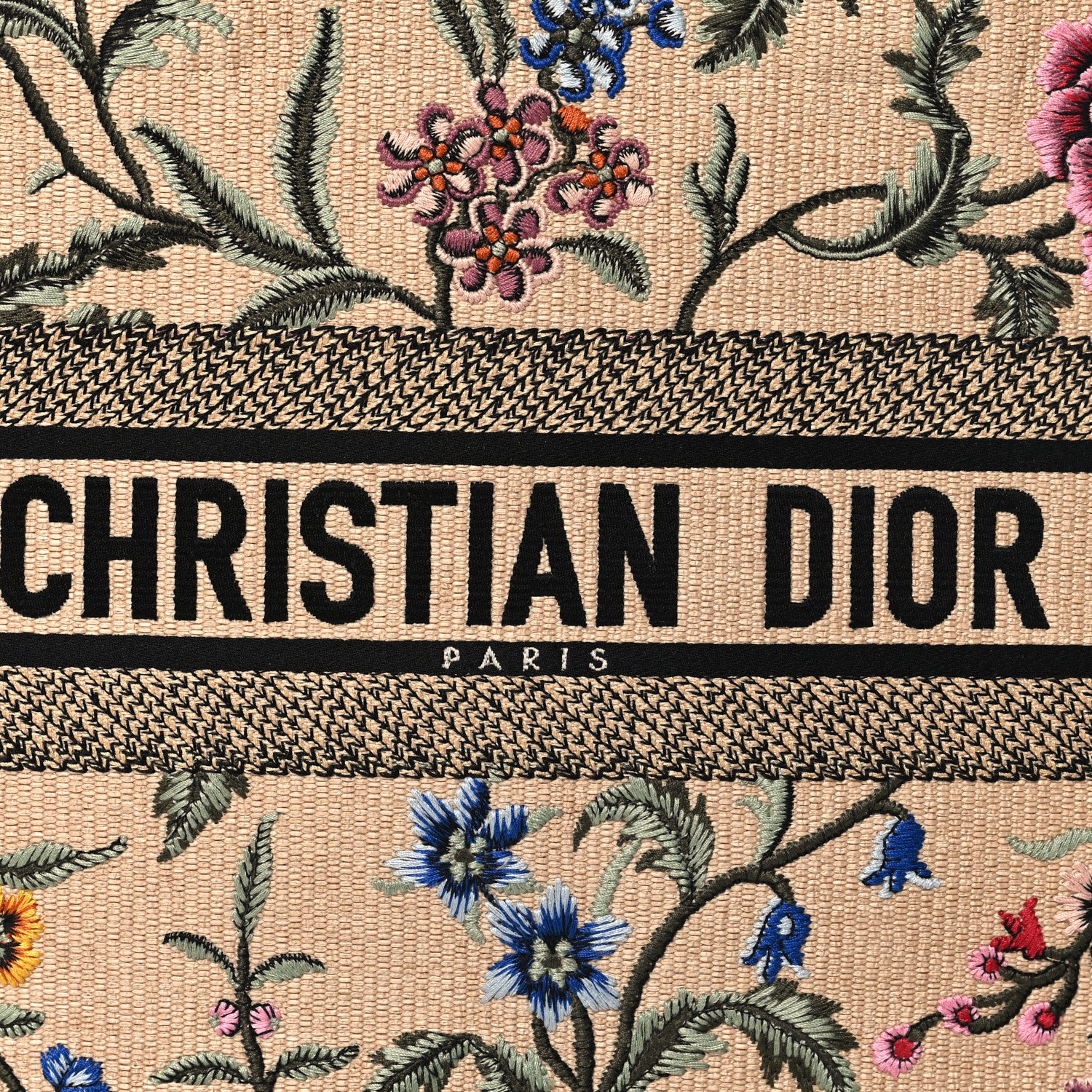 Christian Dior Raffia Embroidered Petites Fleurs Medium Book Tote Natural 8 of 12
