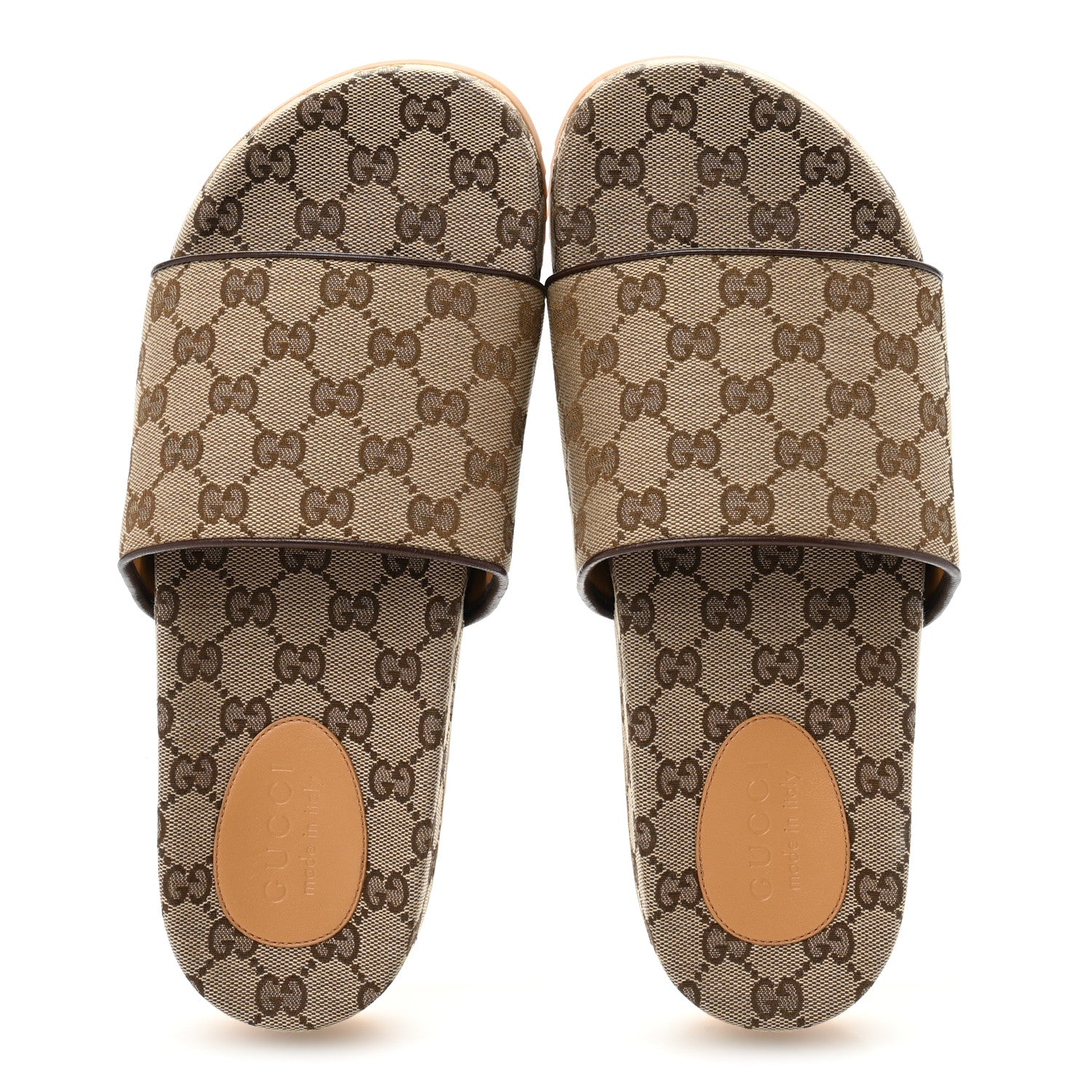 Gucci Canvas GG Monogram Mens Slide Sandals 9 Beige 2 of 10