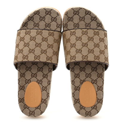 Gucci Canvas GG Monogram Mens Slide Sandals 9 Beige 2 of 10
