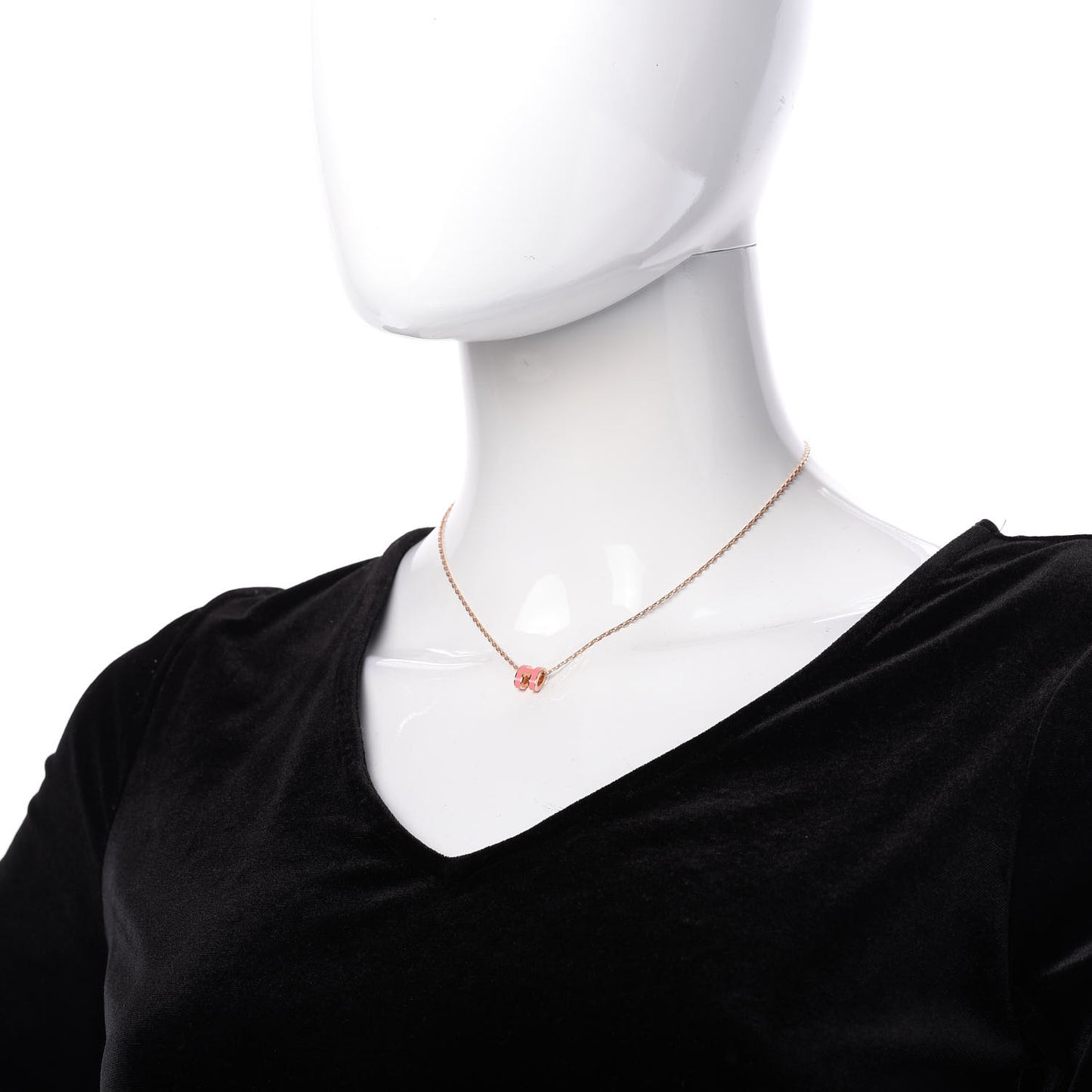 Lacquered Rose Gold Mini Pop H Pendant Necklace Rose Azalee