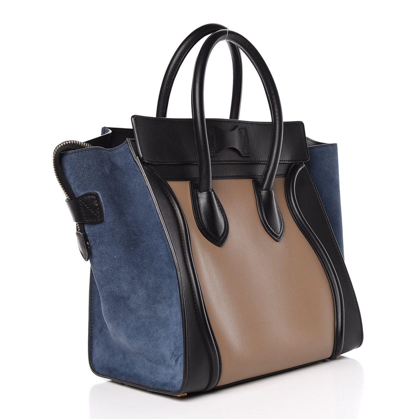 Smooth Calfskin Suede Mini Tri-Color Luggage Beige