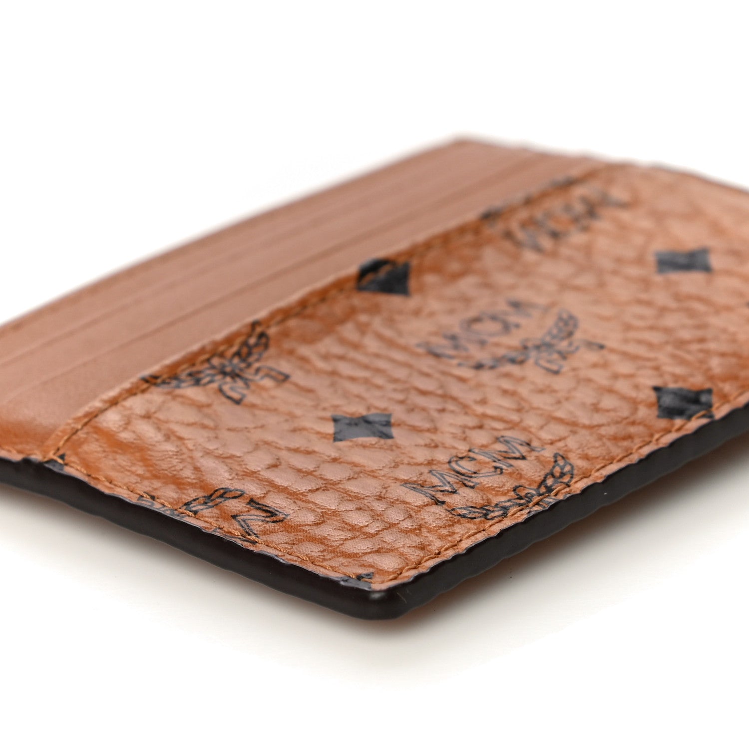 MCM Calfskin Visetos Card Holder Money Clip Cognac 7 of 8