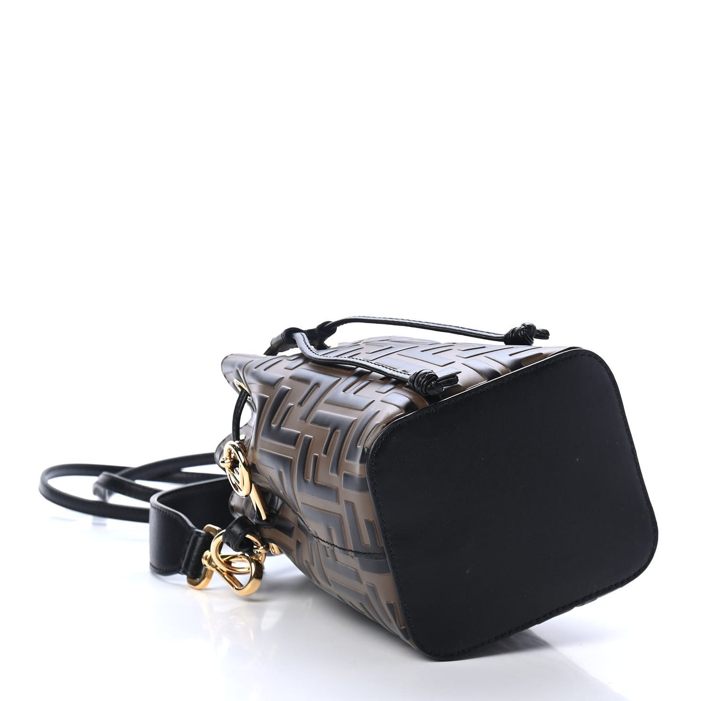 Vitello Liberty F is Fendi Bi-Color FF 1974 Embossed Mini Mon Tresor Bucket Bag Maya Black