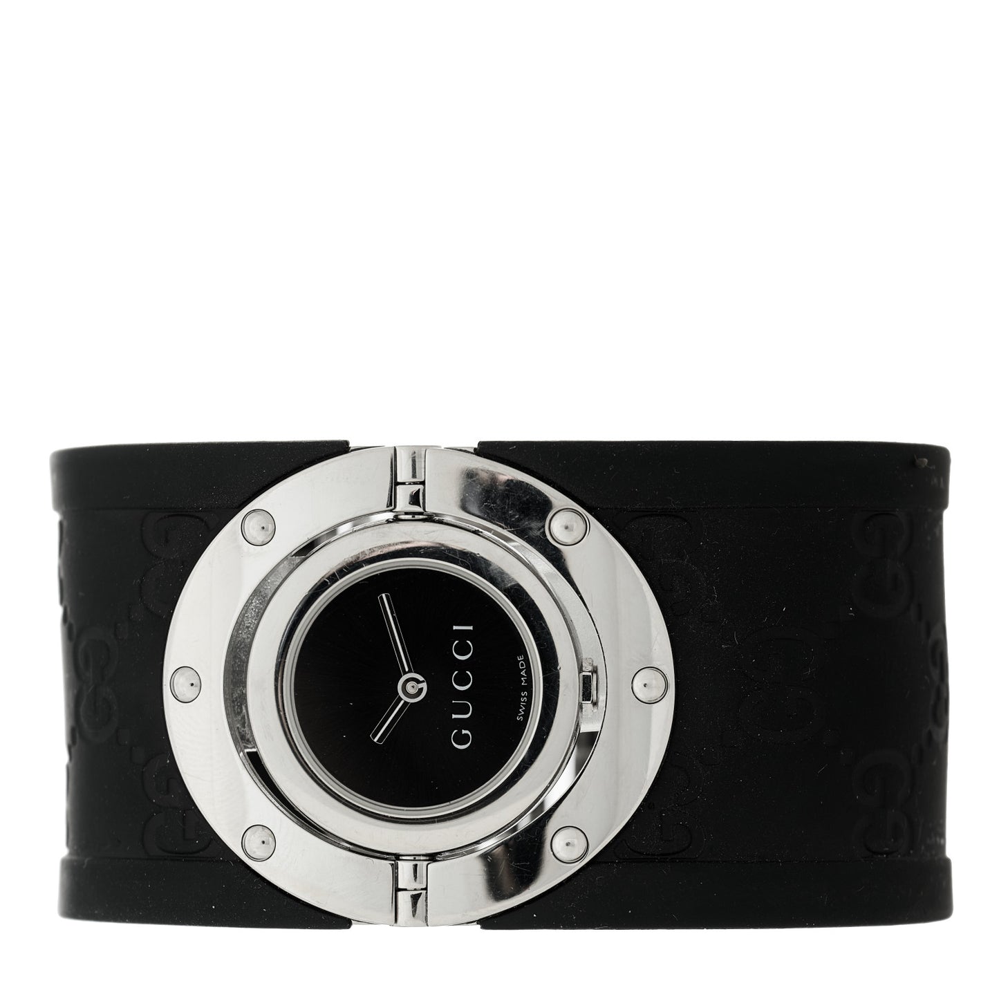 Stainless Steel Rubber 23mm Twirl Quartz Watch Black