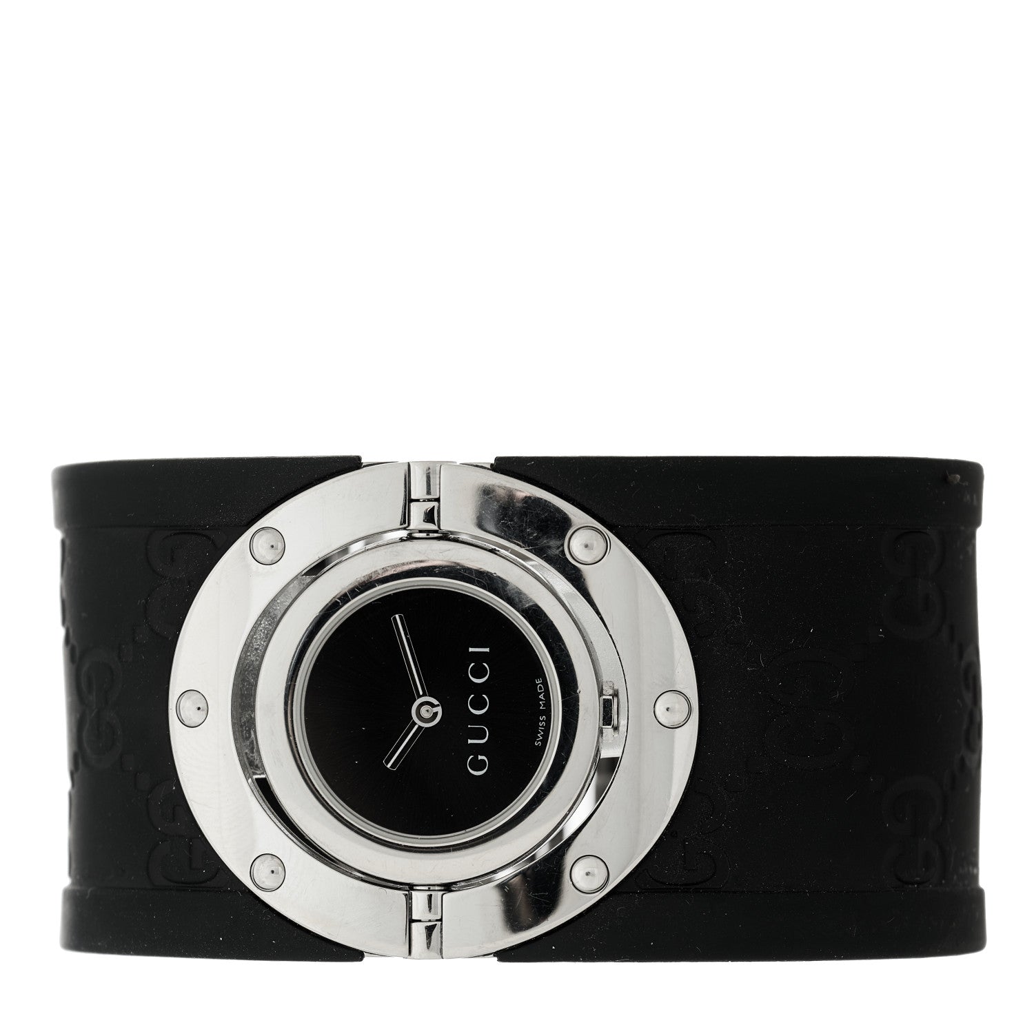 Gucci Stainless Steel Rubber 23mm Twirl Quartz Watch Black 2 of 5