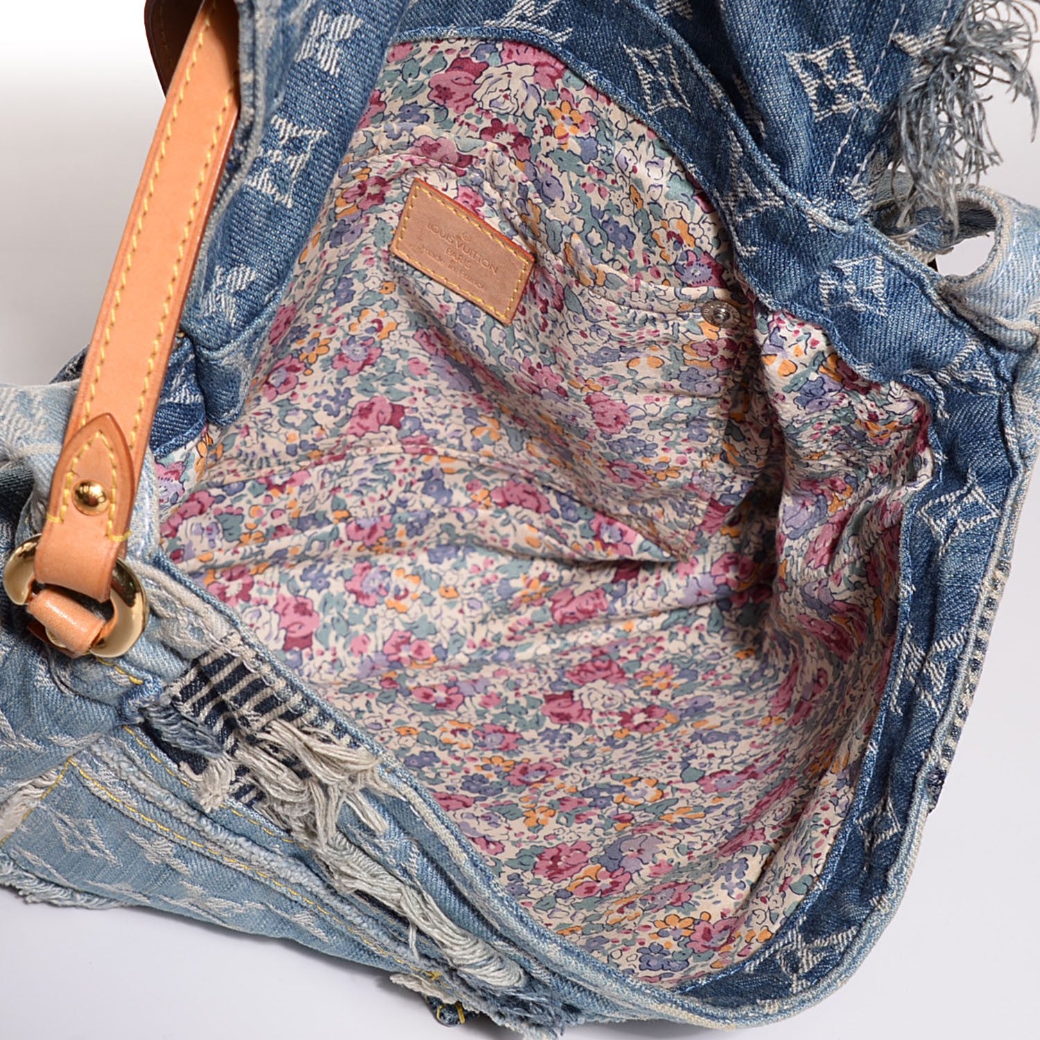 Louis Vuitton Denim Patchwork Posty Messenger Bag Blue 5 of 7
