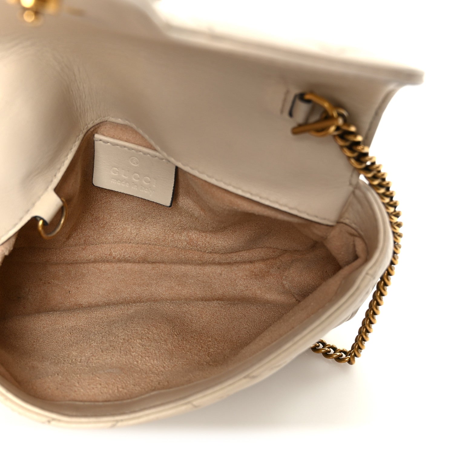 Gucci Calfskin Matelasse Super Mini GG Marmont Shoulder Bag White 5 of 10