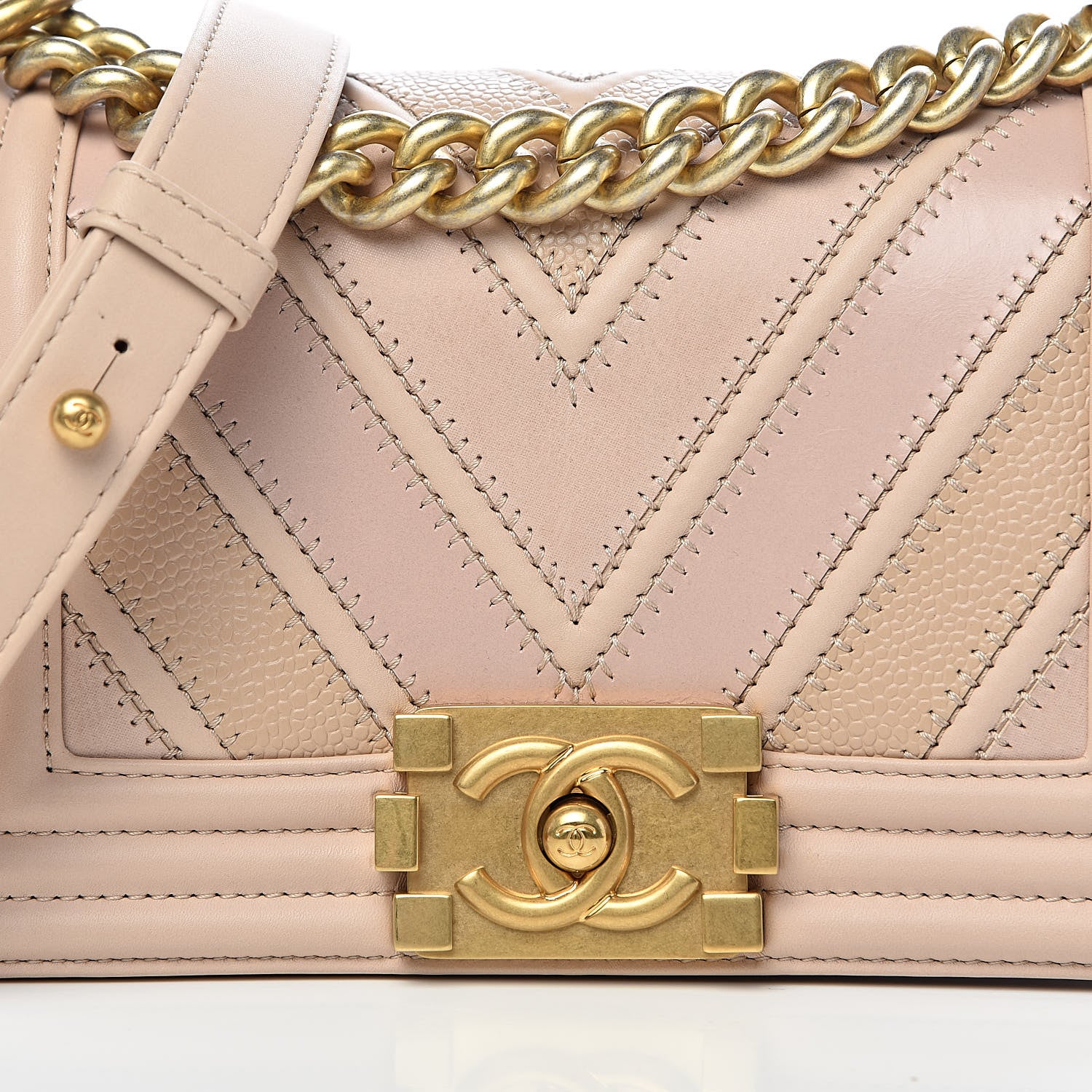 Chanel Caviar Suede Calfskin Chevron Quilted Small Boy Flap Light Pink 10 of 11