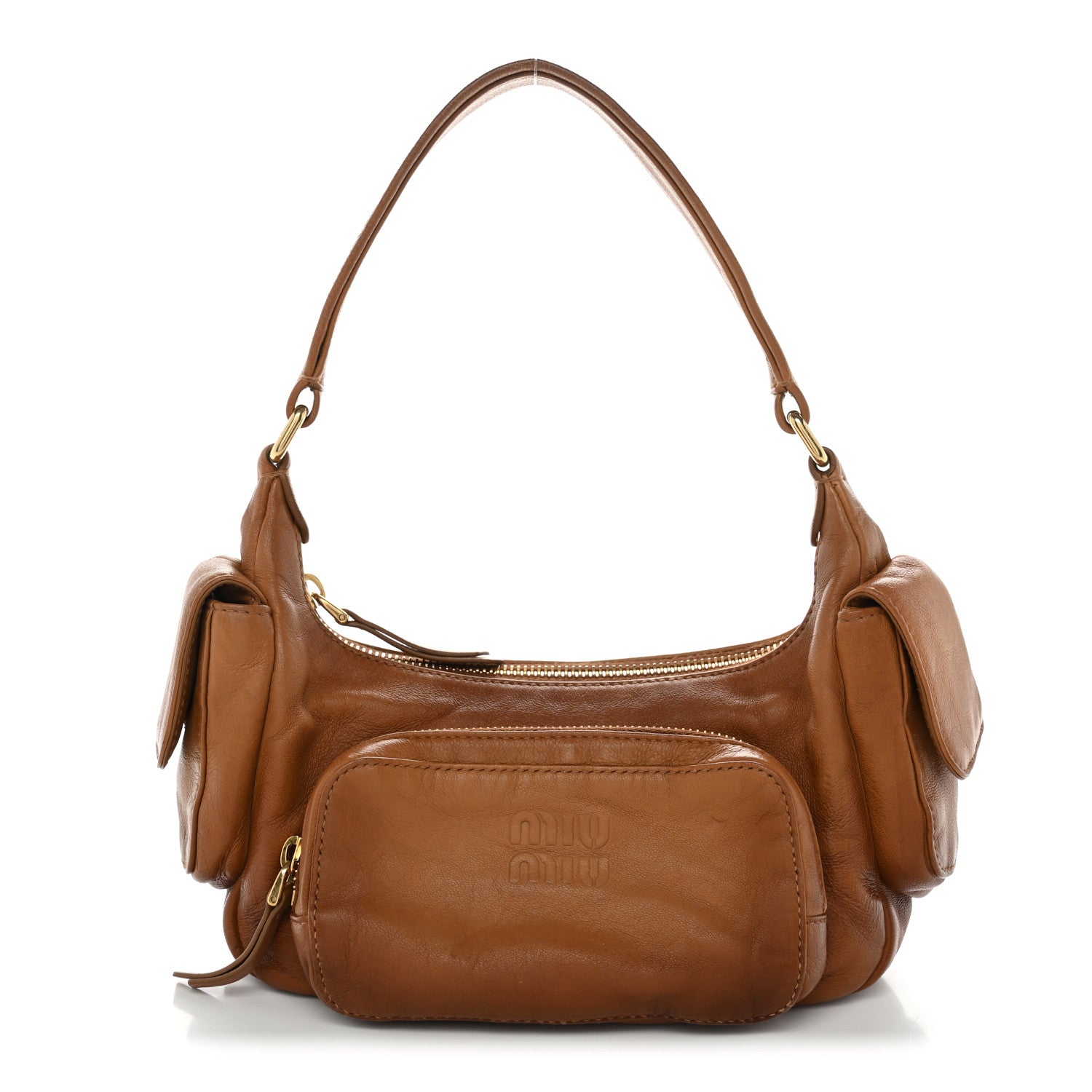 Miu Miu Nappa Multi Pocket Hobo Caramel 1 of 10
