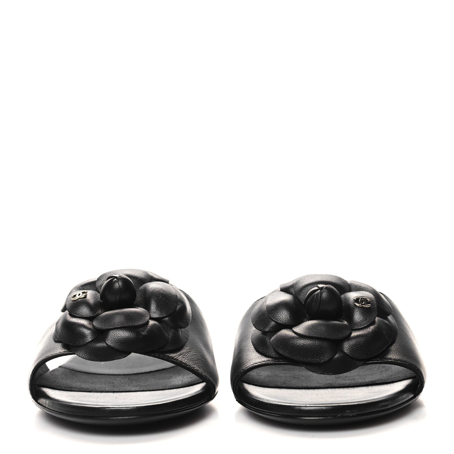 Lambskin Camellia CC Slides 40 Black