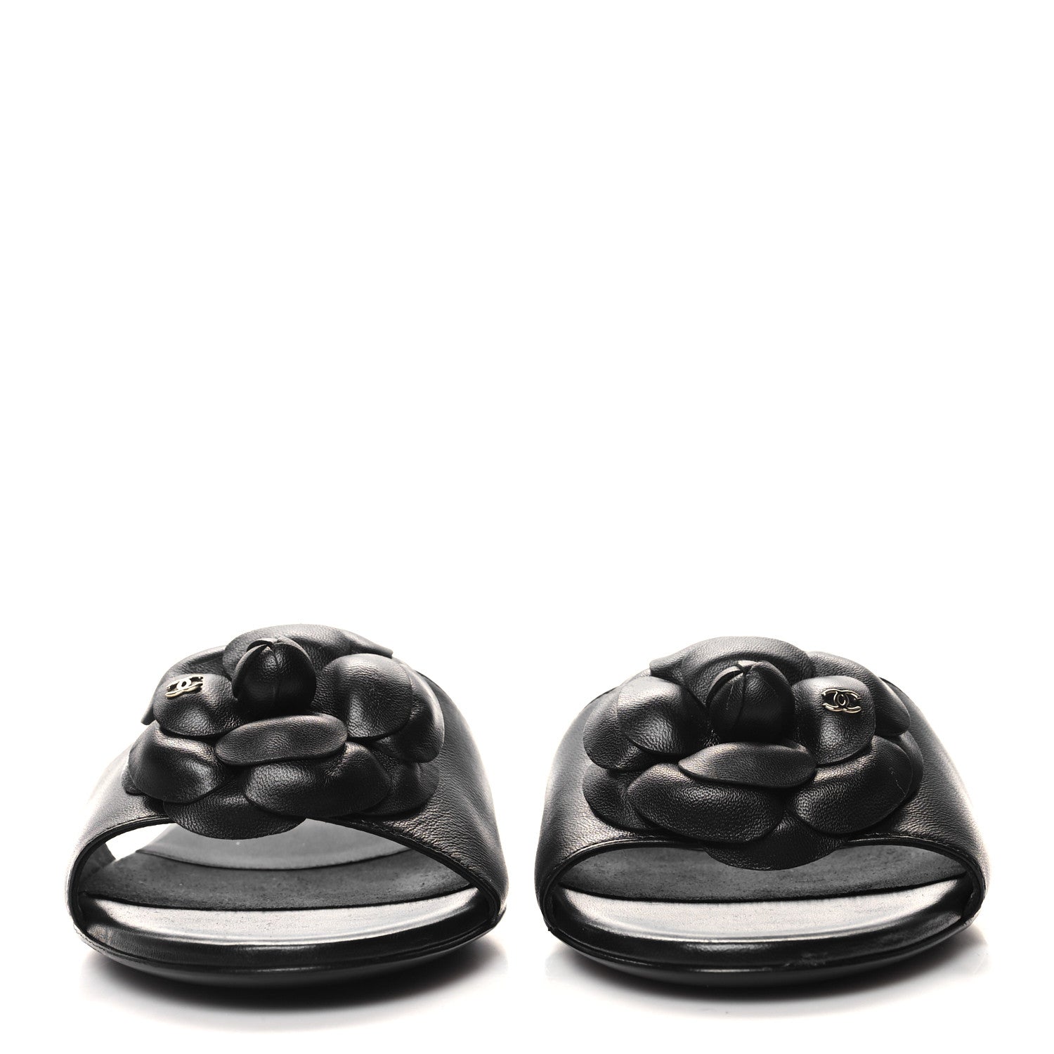 Chanel Lambskin Camellia CC Slides 40 Black 2 of 8