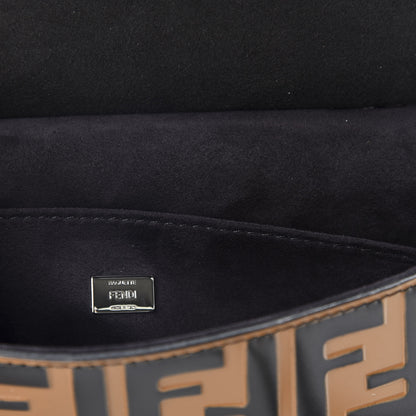 Fendi Vitello Dolce F is Fendi FF Embossed Micro Double Baguette Tobacco Black 9 of 11