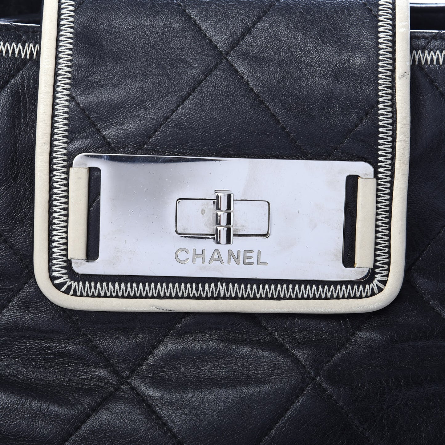 Lambskin Quilted North South Tote Black