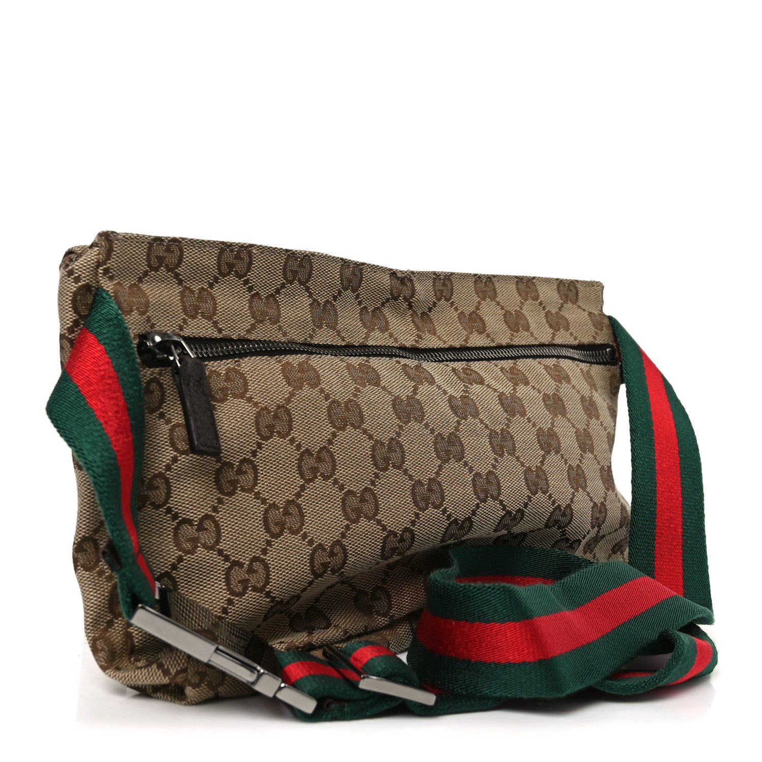 Gucci GG Monogram Web Double Pocket Belt Bag Dark Brown 3 of 10