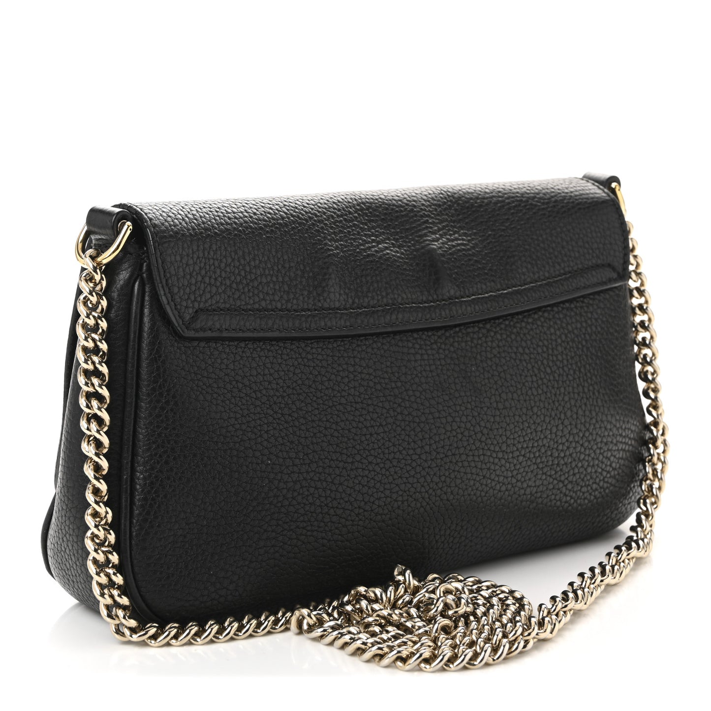 Pebbled Calfskin Medium Soho Flap Crossbody Black