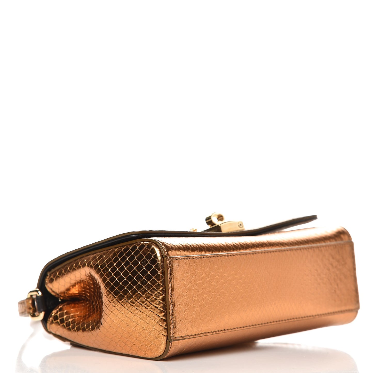 Metallic Python Shoulder Bag Gold