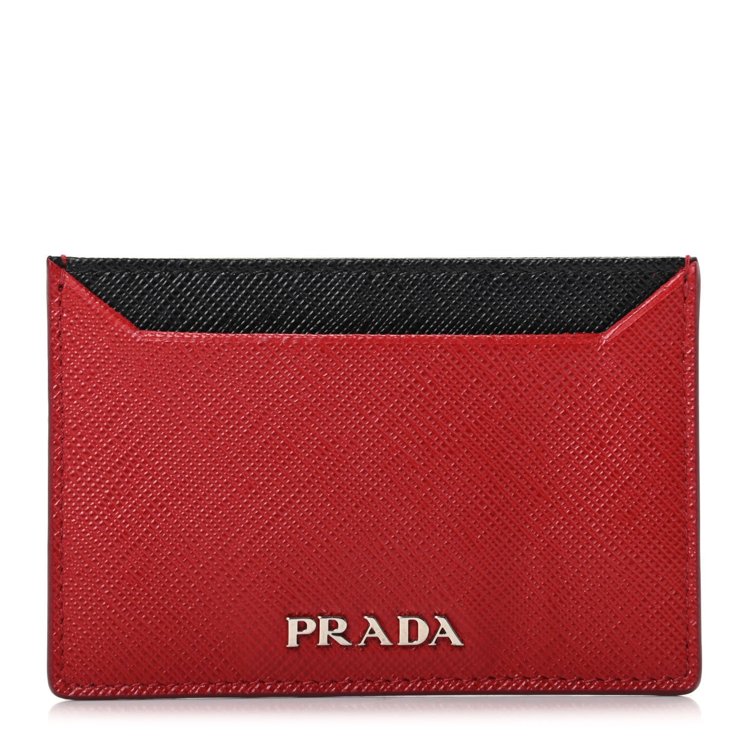Prada Saffiano Metal Card Case Rubino Black 1 of 7
