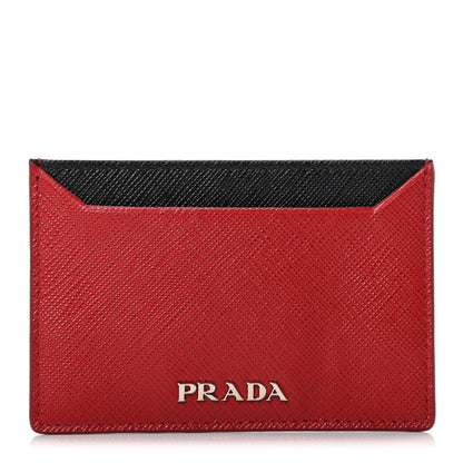 Prada Saffiano Metal Card Case Rubino Black 1 of 7