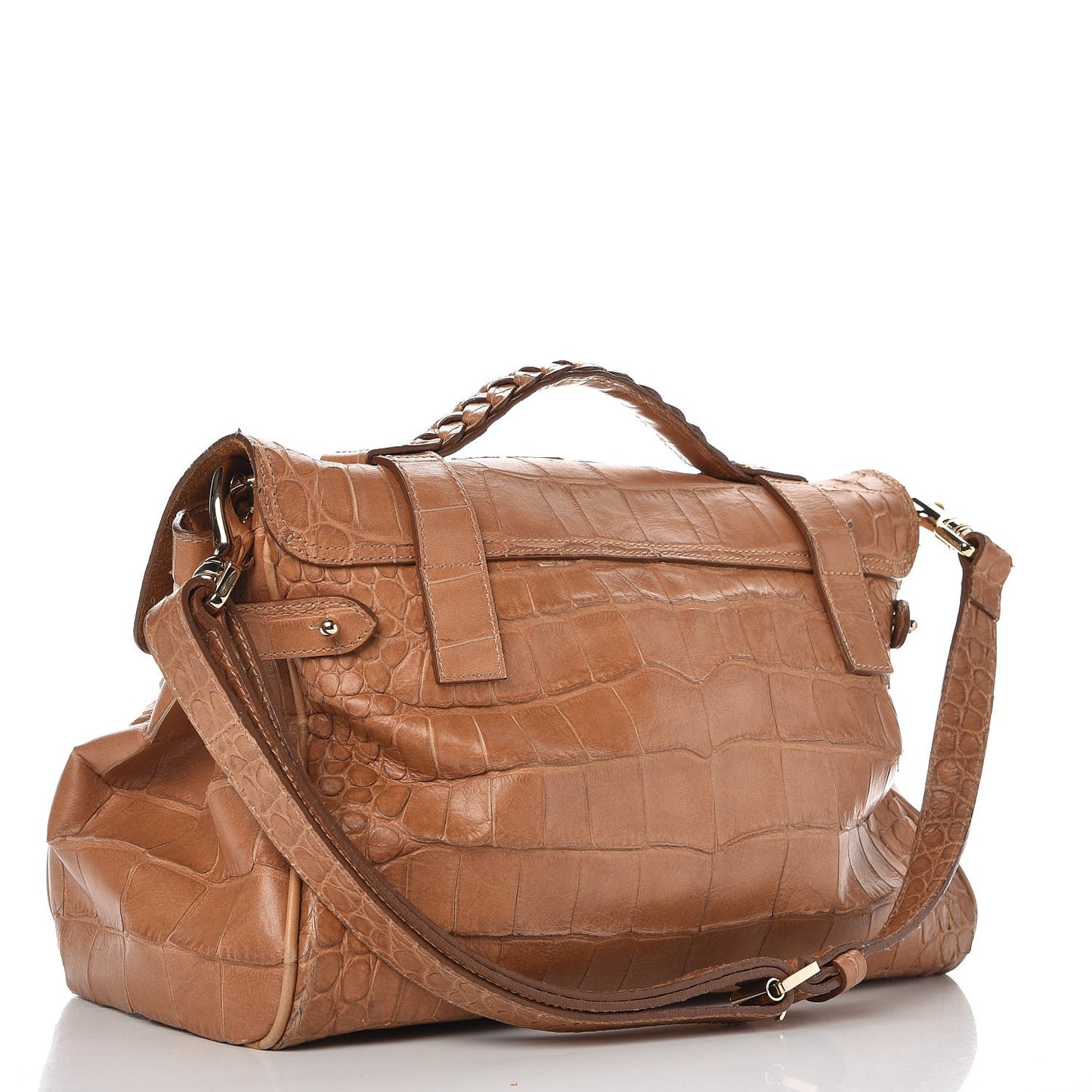 Calfskin Embossed Croc Medium Alexa Beige