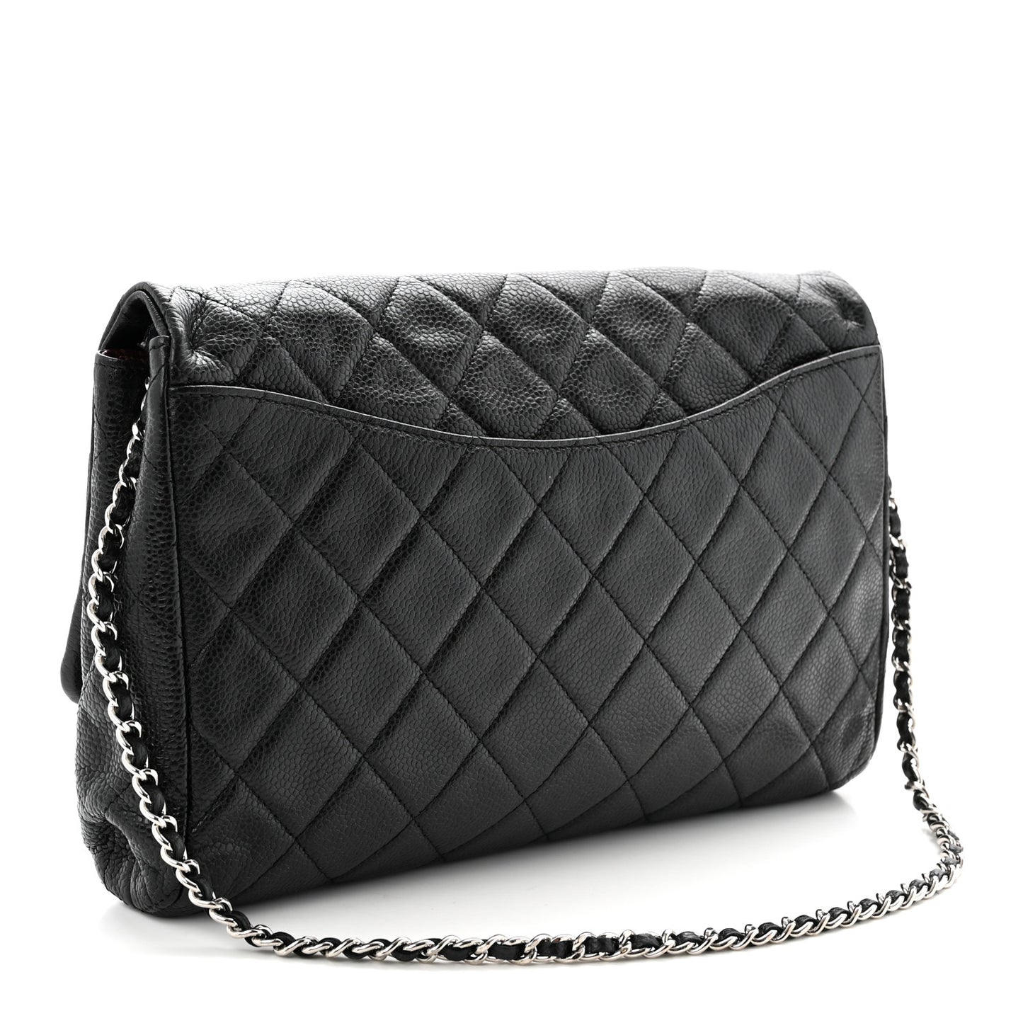 Caviar Quilted Clutch With Chain Flap Black