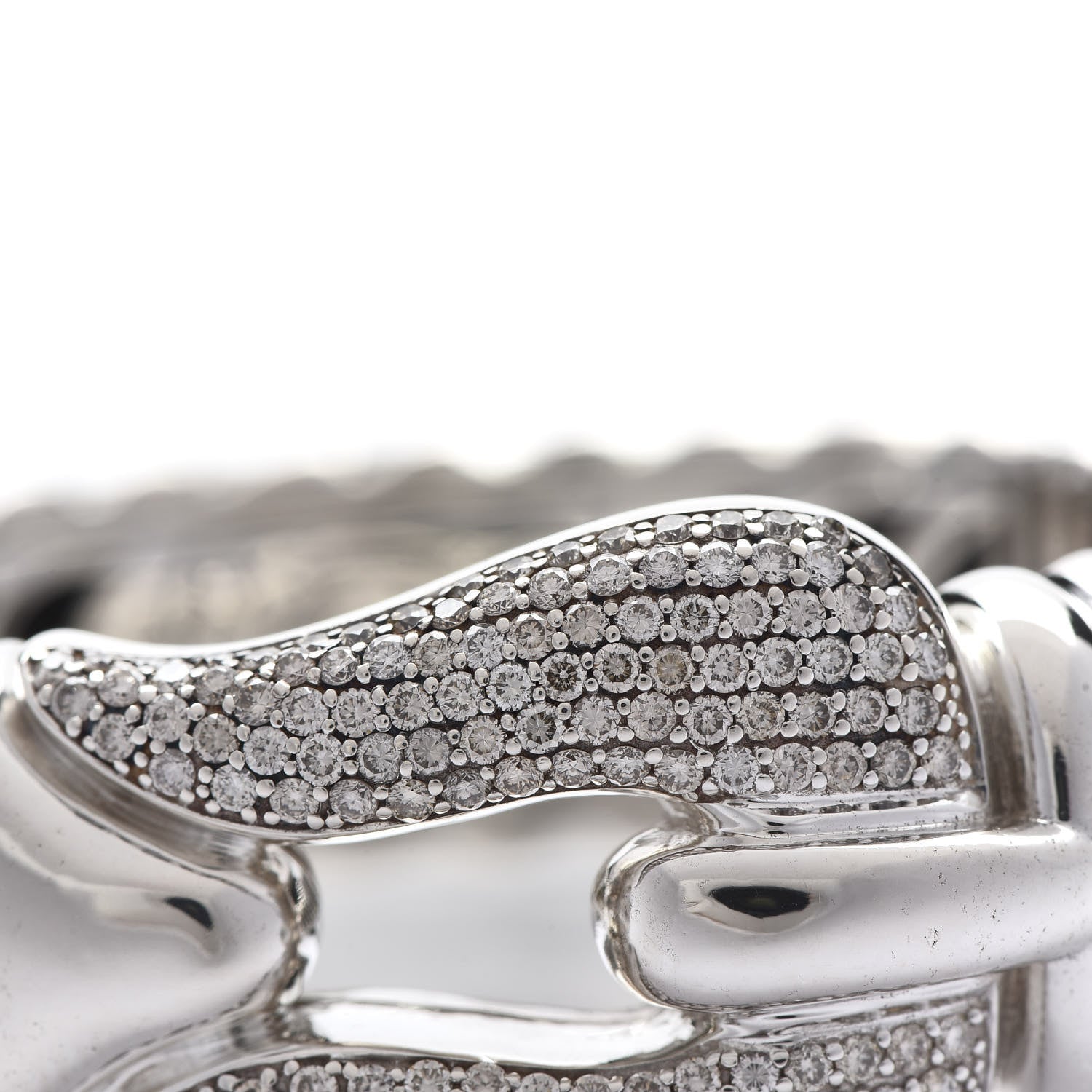 David Yurman Sterling Silver Diamond 15mm Cable Buckle Bracelet 4 of 5