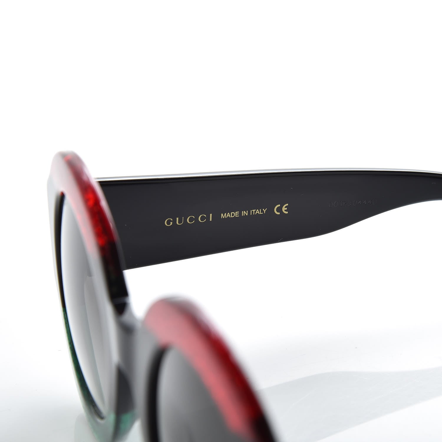 Gucci Acetate Round GG0084S Sunglasses Black Red Green 6 of 7
