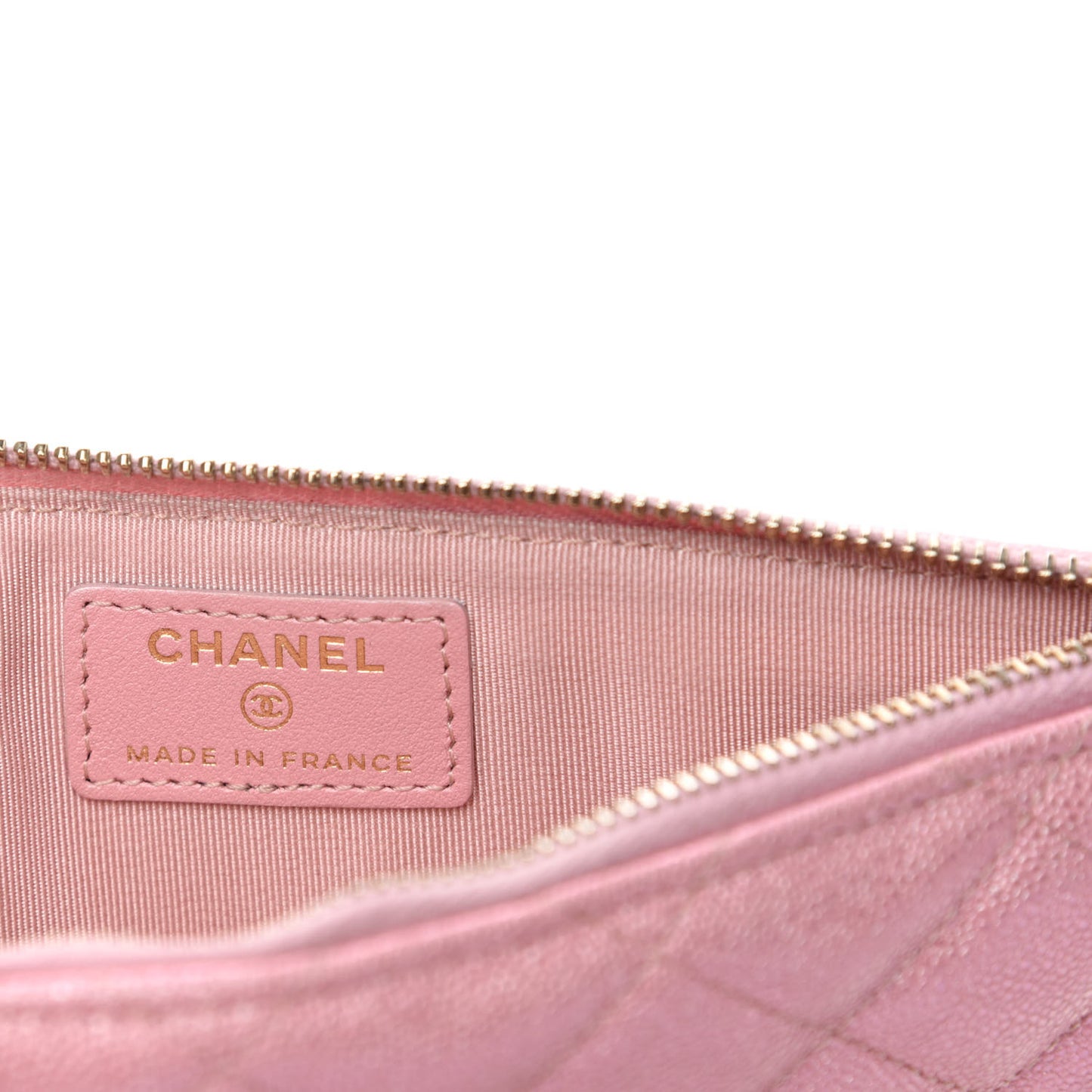 Iridescent Caviar Quilted Classic iPhone Pouch Rose Pink